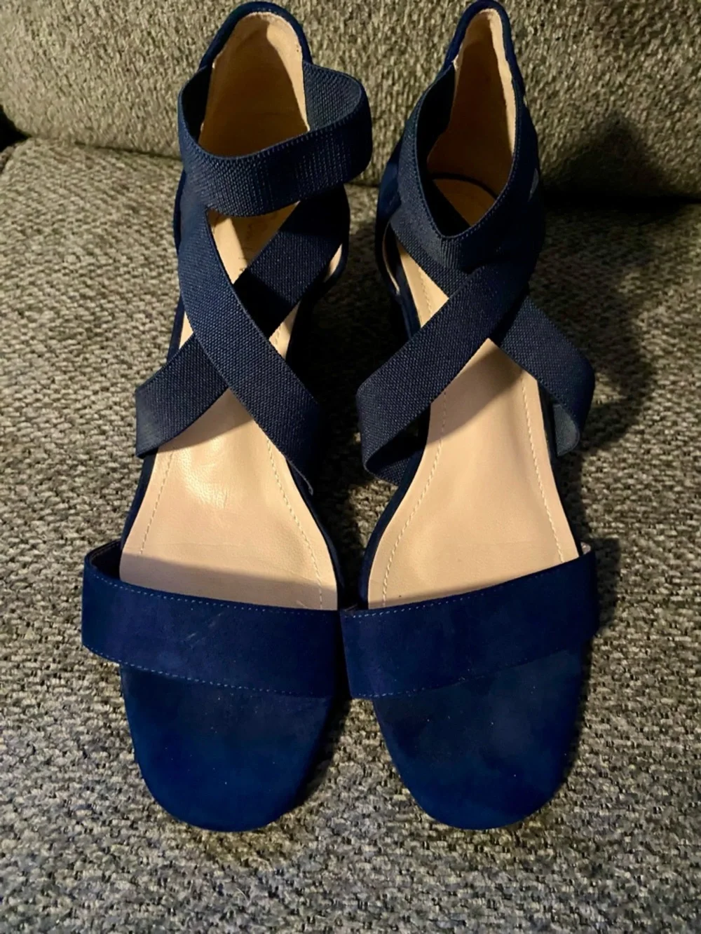 Dream Pairs Navy Crisscross Block Heel Sandals